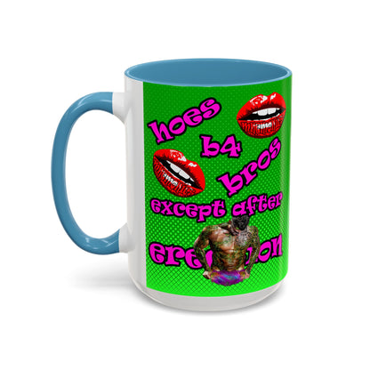 hoes b4 bros - Accent Mug (logo green)
