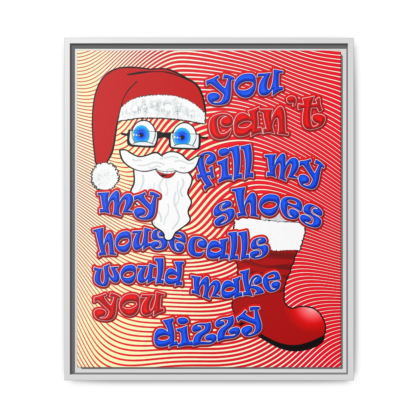 santa's shoes - framed canvas art (yellow-orange wave)