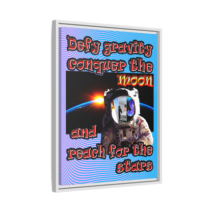 defy conquer reach - framed canvas art (light blue-purple wave)