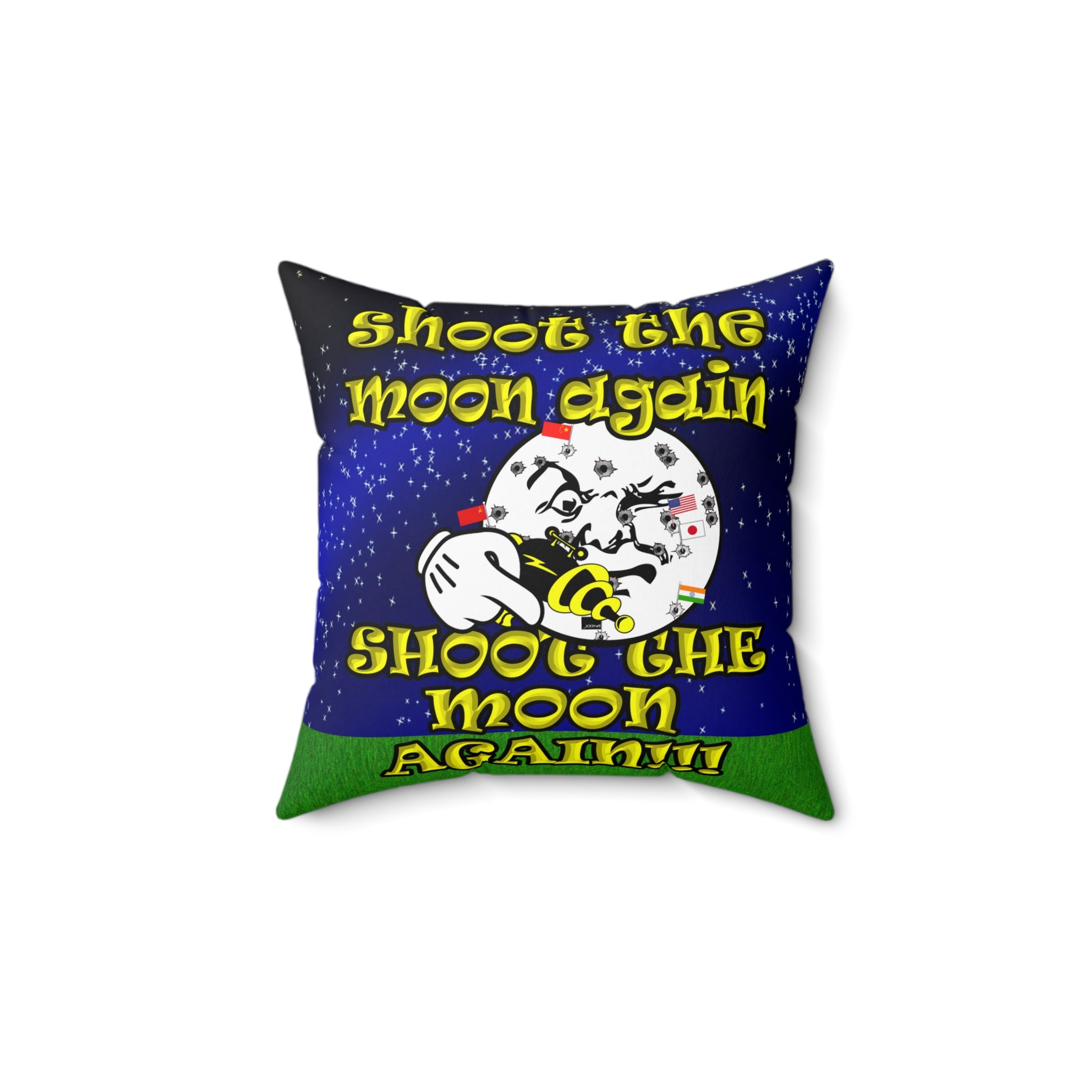 shoot the moon again - Spun Polyester Square Pillow - ('snoops' background)