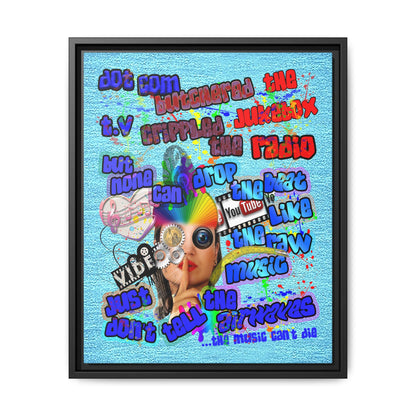 drop the beat - framed canvas art (faded blue)