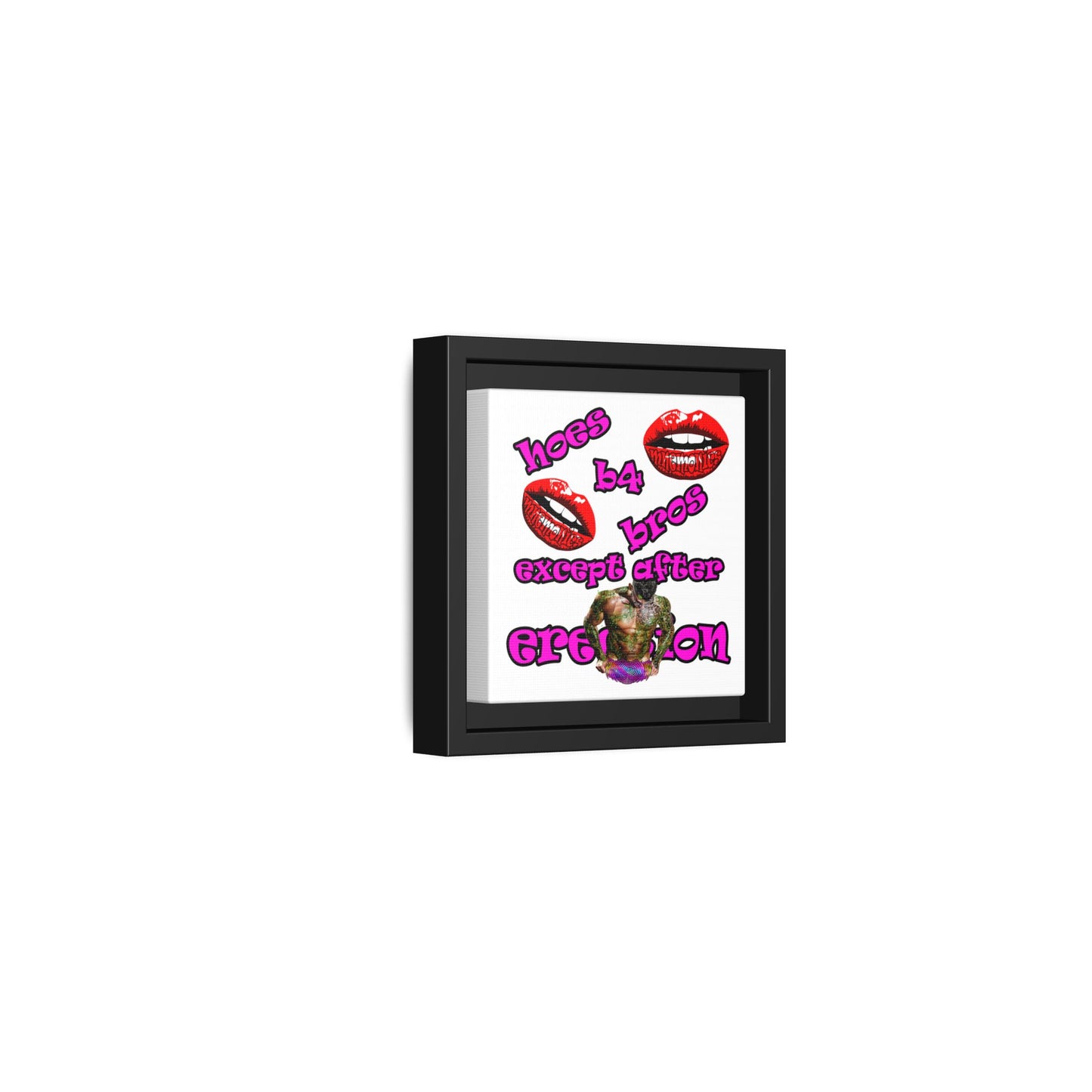hoes b4 bros - framed canvas art (white)