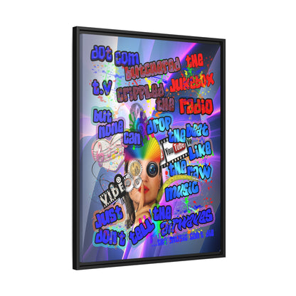 drop the beat - framed canvas art (grey-pink wave)