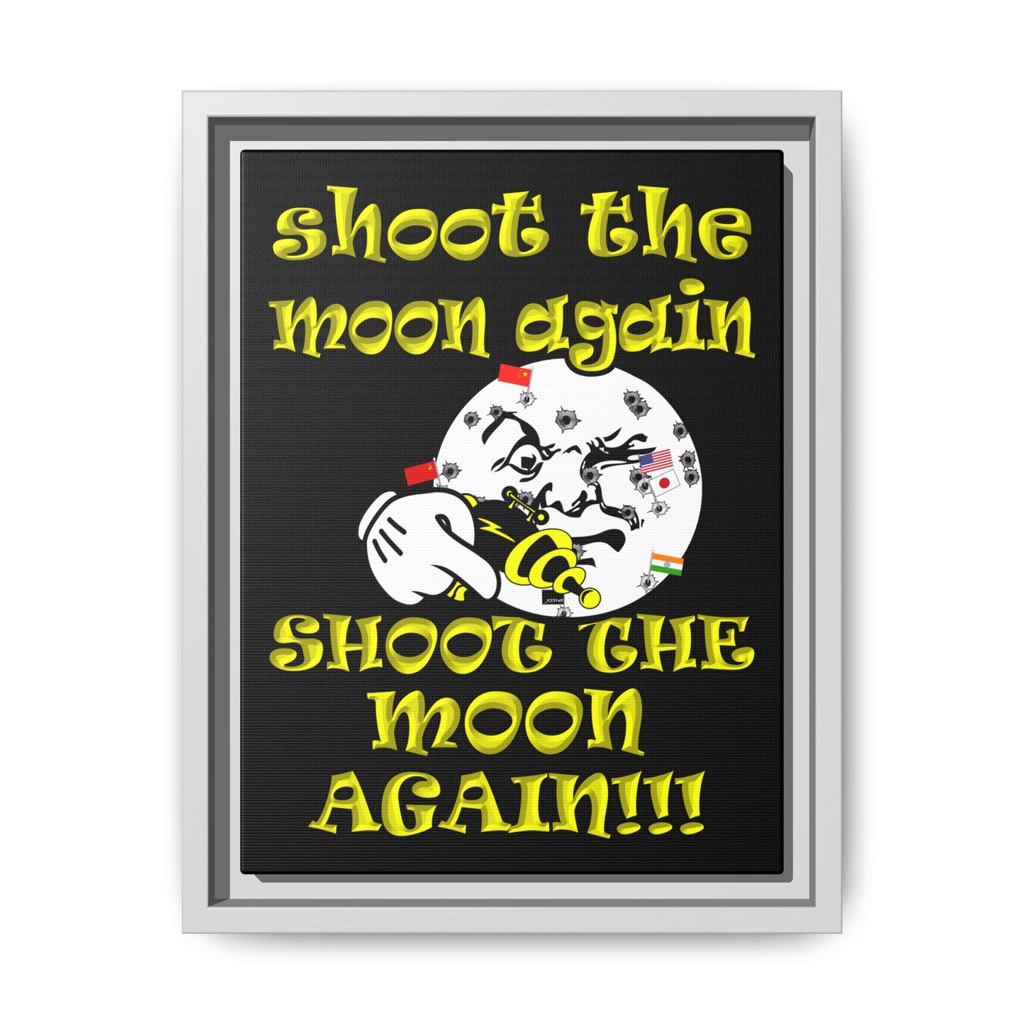 shoot the moon again - framed canvas art (black)