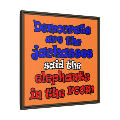 donkeys and elephants - framed canvas art (crusta)