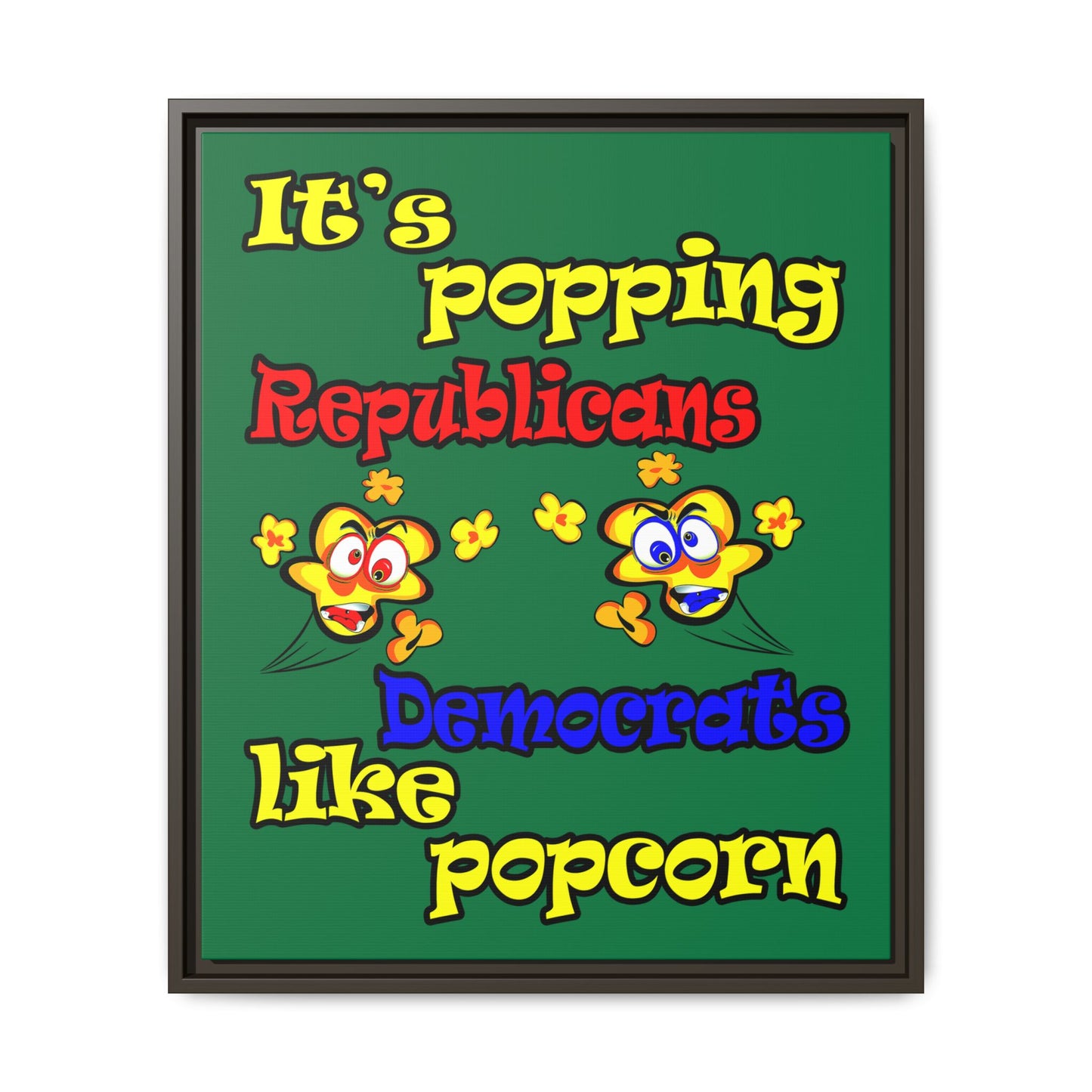 popping like popcorn - framed canvas art (dark green)