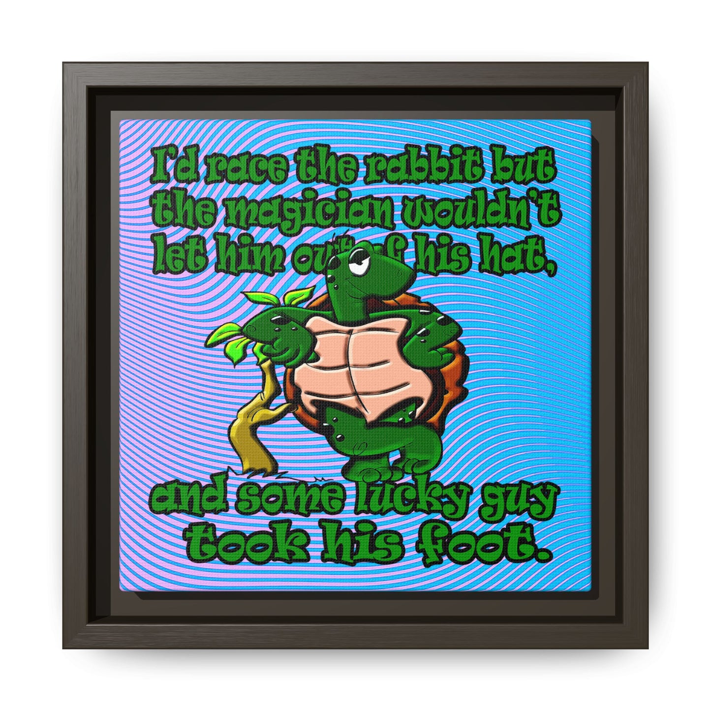turtle race - framed canvas art (light blue-purple wave)