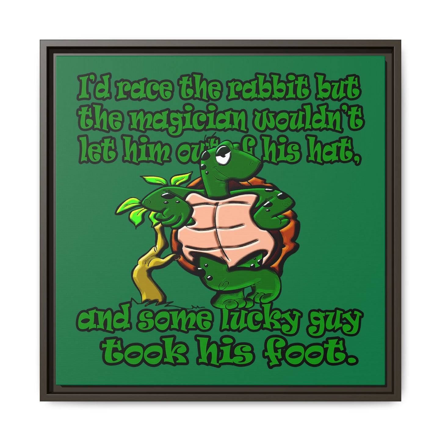 turtle race - framed canvas art (dark green)