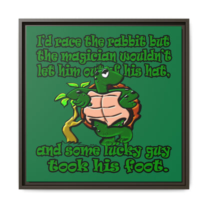turtle race - framed canvas art (dark green)