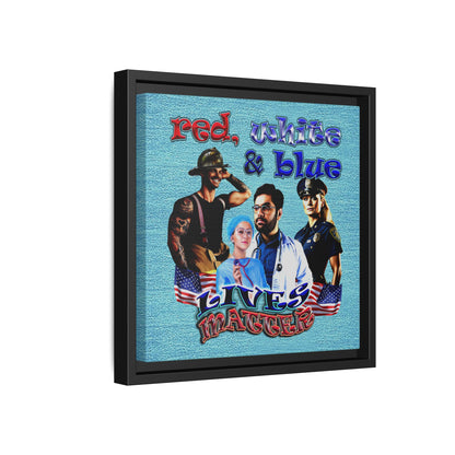 rw&b lives matter - framed canvas art (faded blue)