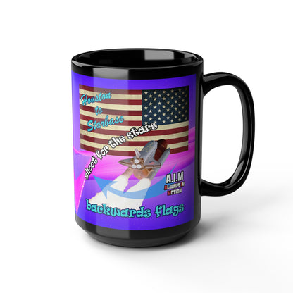 shoot for the stars - Black Mug (purple-pink wave)