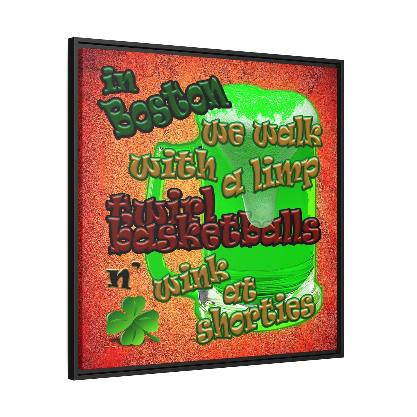 celtics logo - framed canvas art (burnt orange)