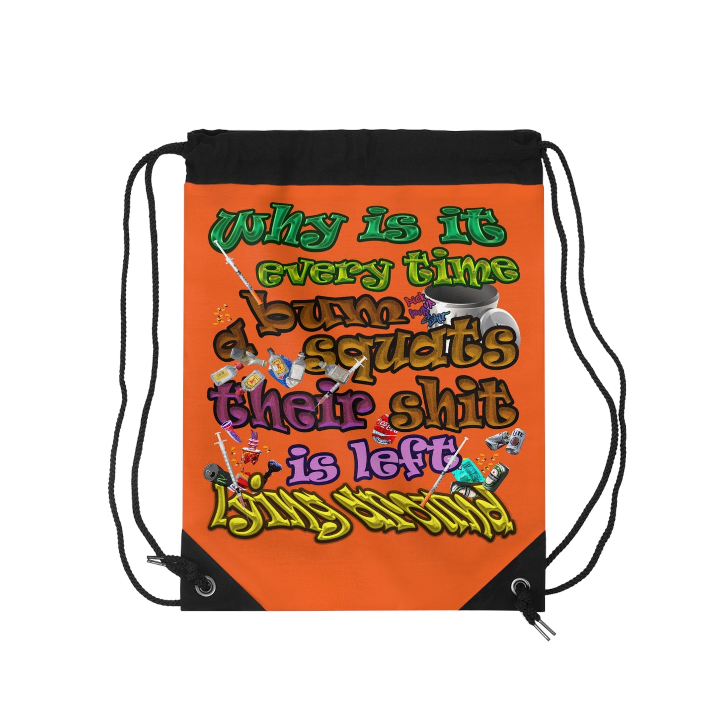 the bum's shit - Drawstring Bag (orange)
