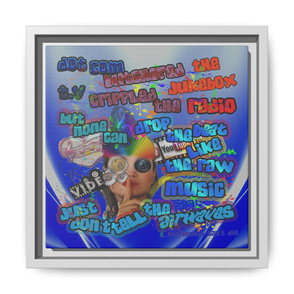 drop the beat - framed canvas art (blue-white wave)