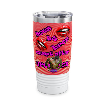 hoes b4 bros - Ringneck Tumbler, 20oz (yellow-orange wave)