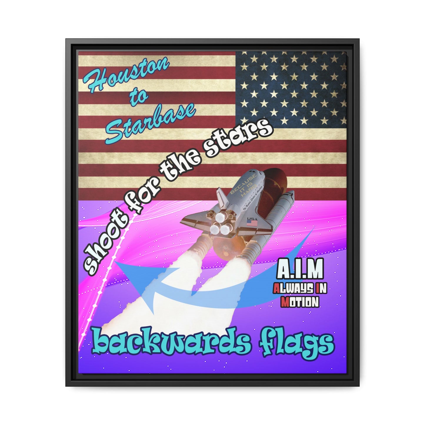 shoot for the stars - framed canvas art (purple-pink wave)