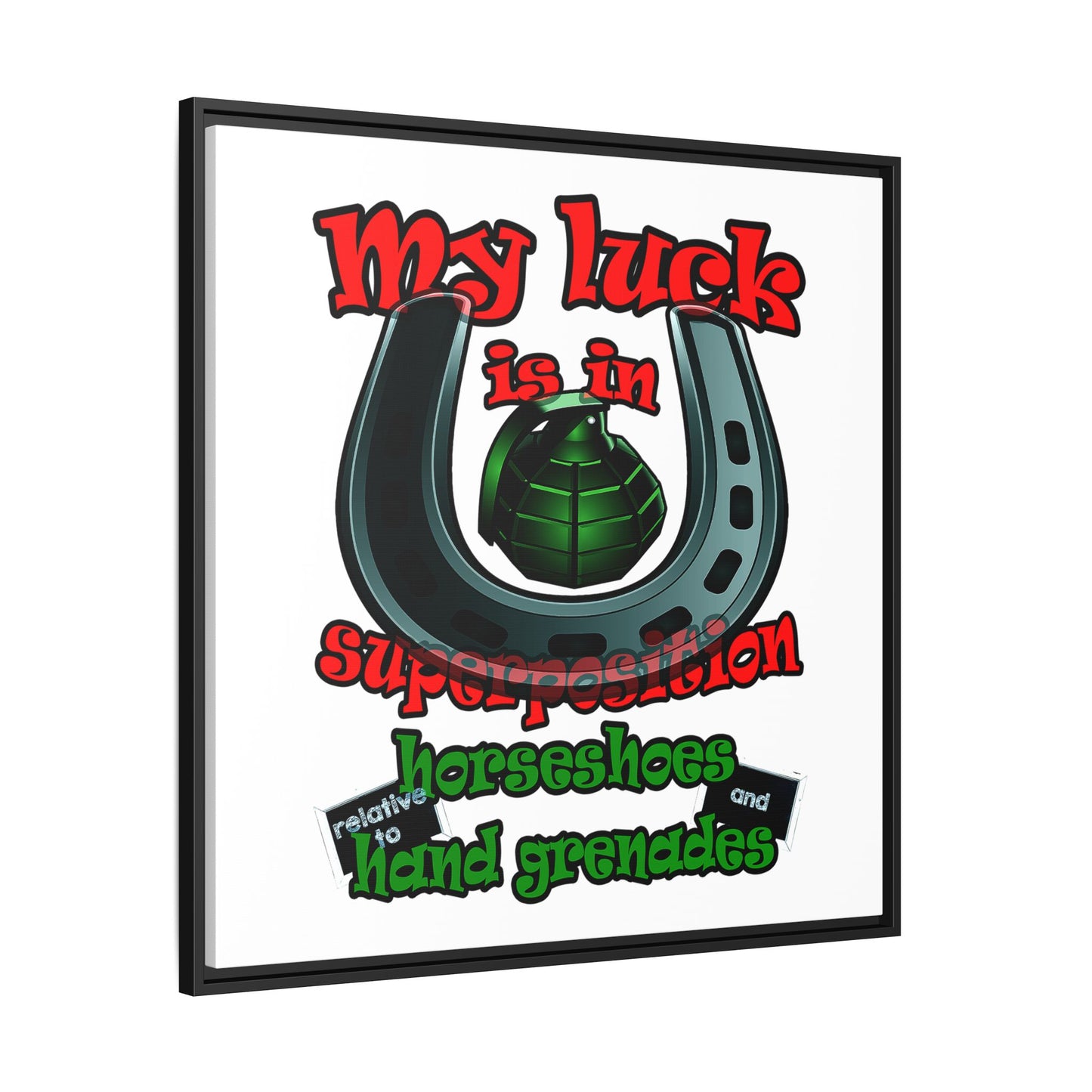 my luck - framed canvas art (white)