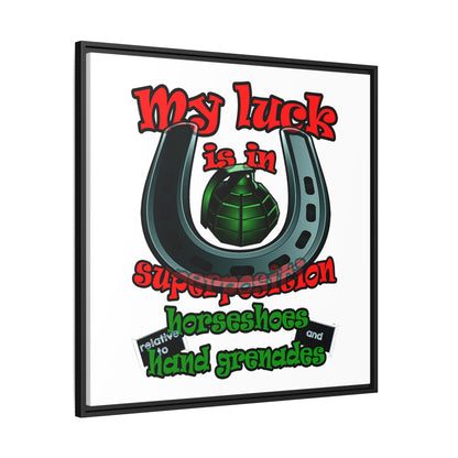 my luck - framed canvas art (white)