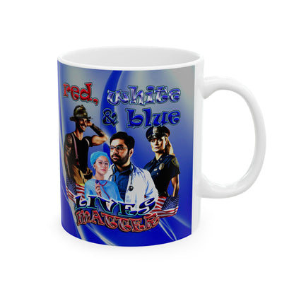 rw&b lives matter - White Mug (blue-white wave)