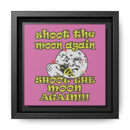shoot the moon again - framed canvas art (light pink)