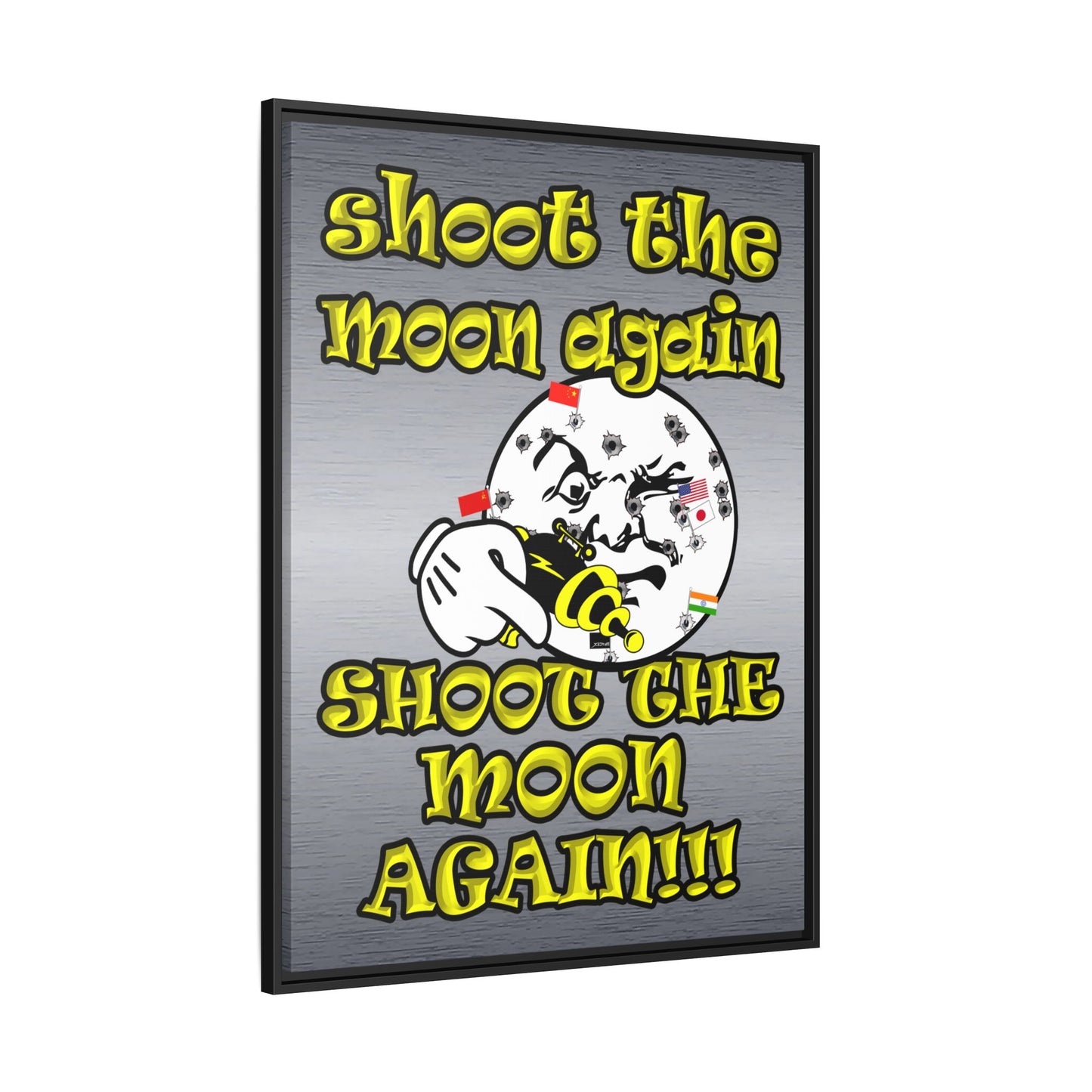shoot the moon again - framed canvas art (brushed nickel)