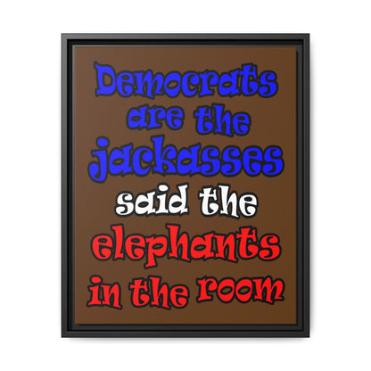 donkeys and elephants - framed canvas art (brown)
