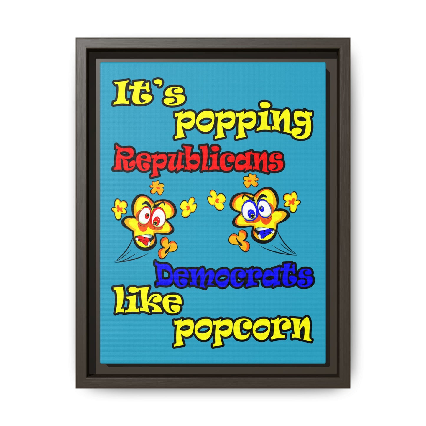 popping like popcorn - framed canvas art (turquoise)