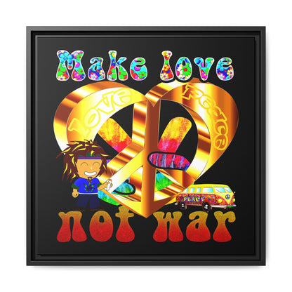love peace - framed canvas art (black)