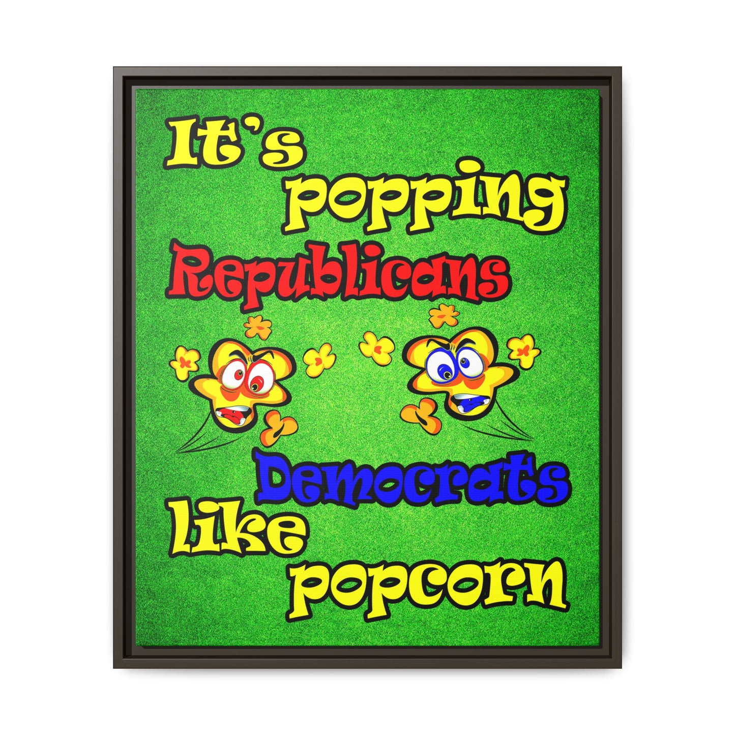 popping like popcorn - framed canvas art (green turf)
