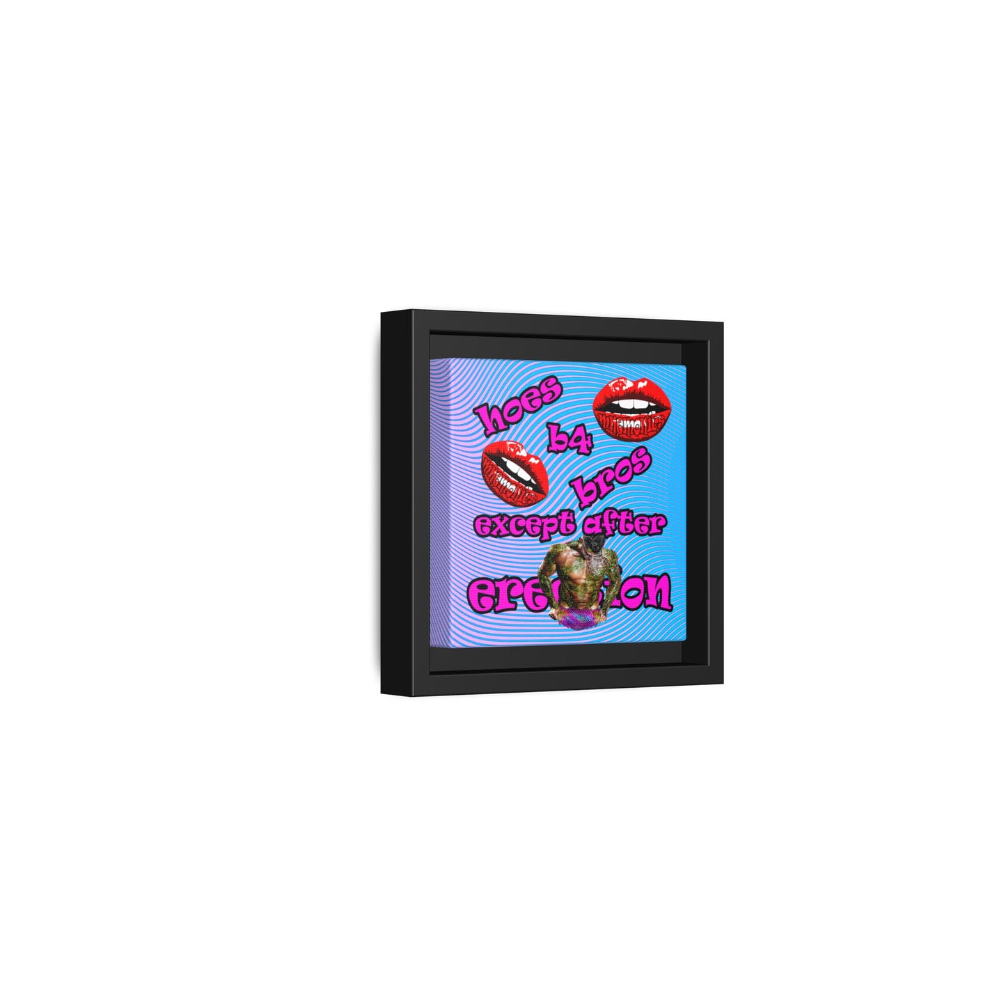 hoes b4 bros - framed canvas art (light blue-purple wave)