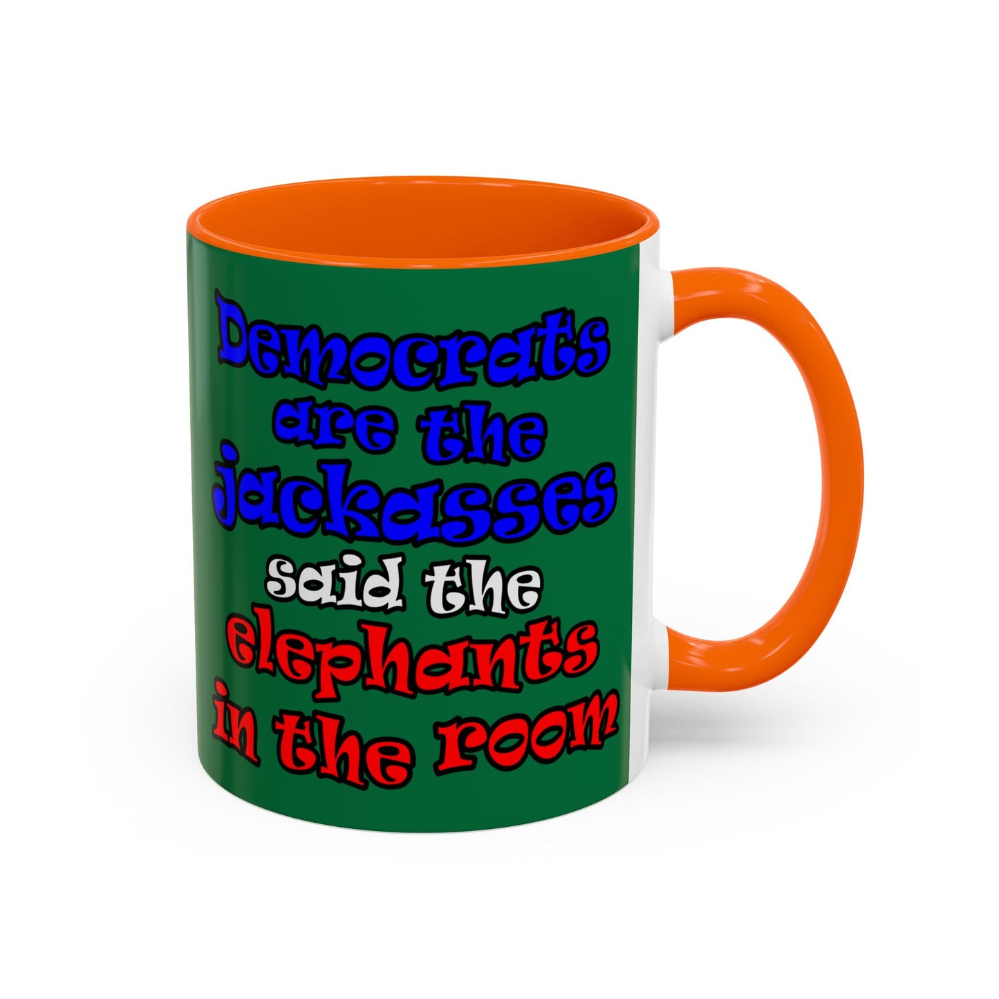 donkeys and elephants - Accent Mug (dark green)