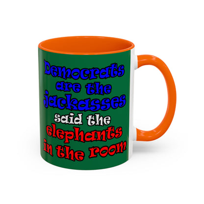 donkeys and elephants - Accent Mug (dark green)