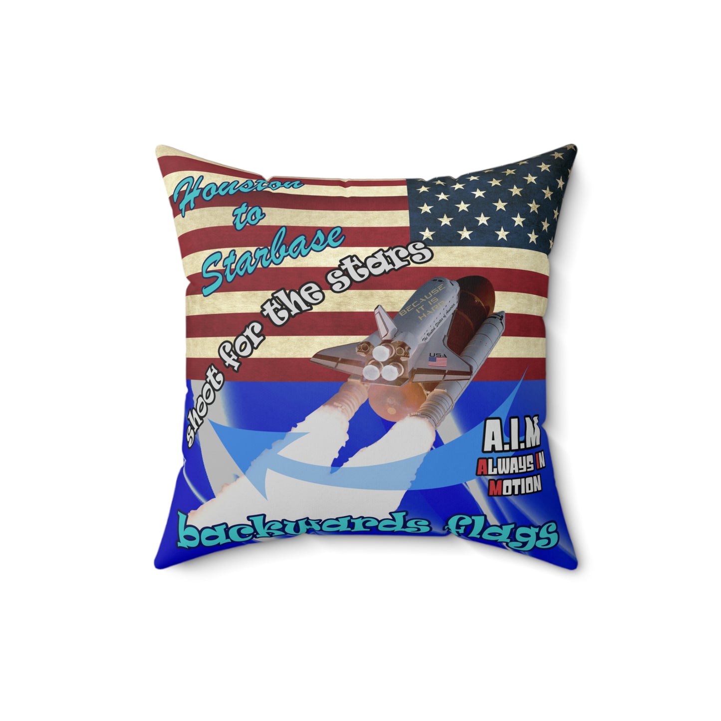 shoot for the stars - Spun Polyester Square Pillow - (blue-white wave)