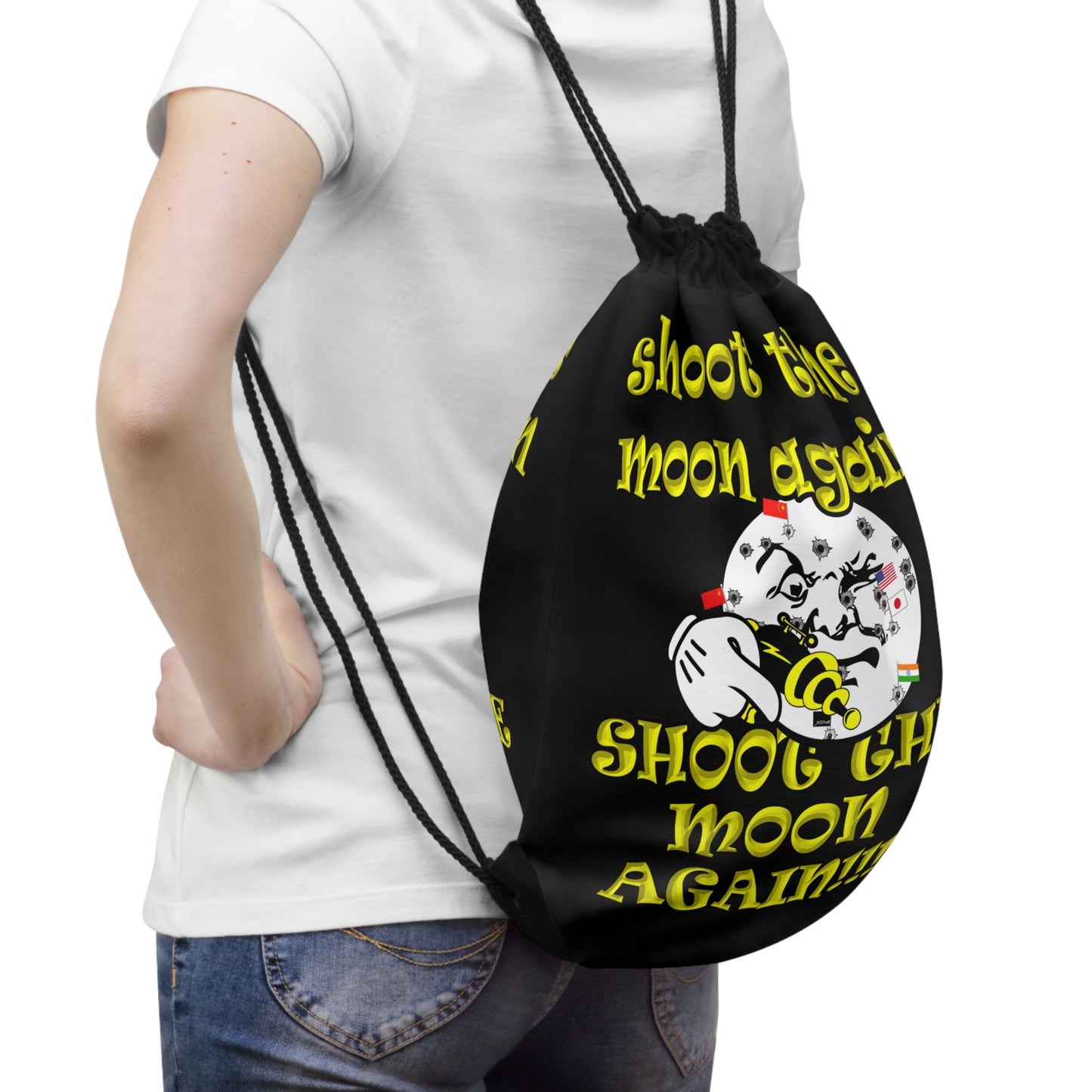 shoot the moon again - Drawstring Bag (black)