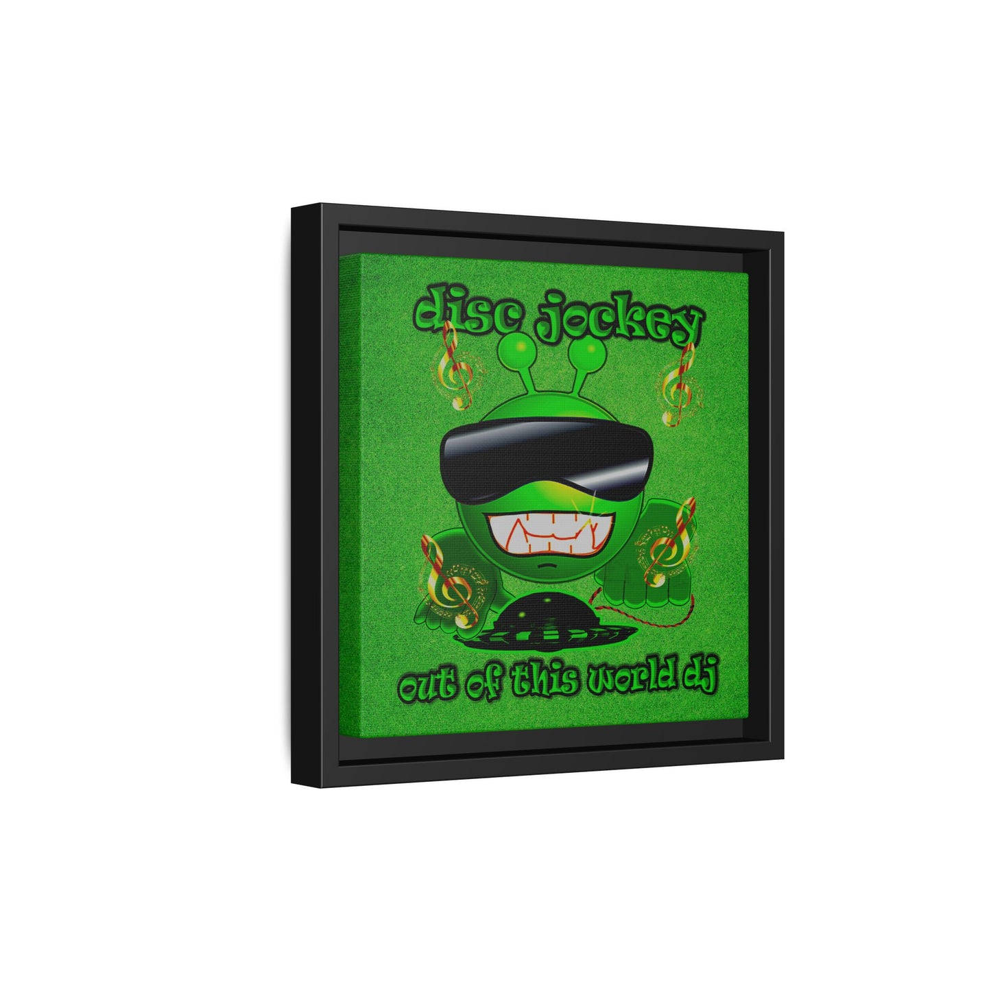 disc jockey - framed canvas art (green turf)