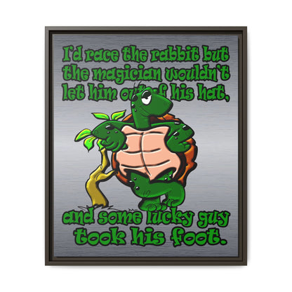 turtle race - framed canvas art (brushed nickel)