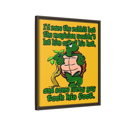 turtle race - framed canvas art (yellow)