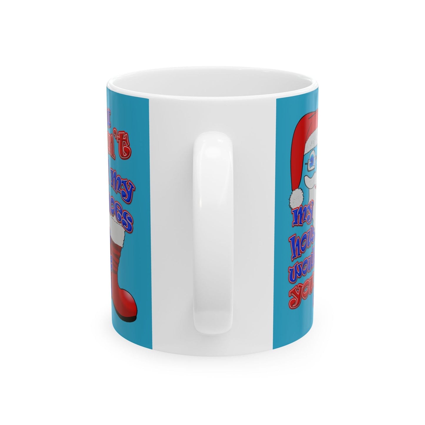 santa's shoes - White Mug (turquoise)