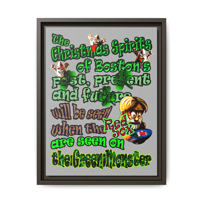 christmas spirits of boston - framed canvas art (light grey)