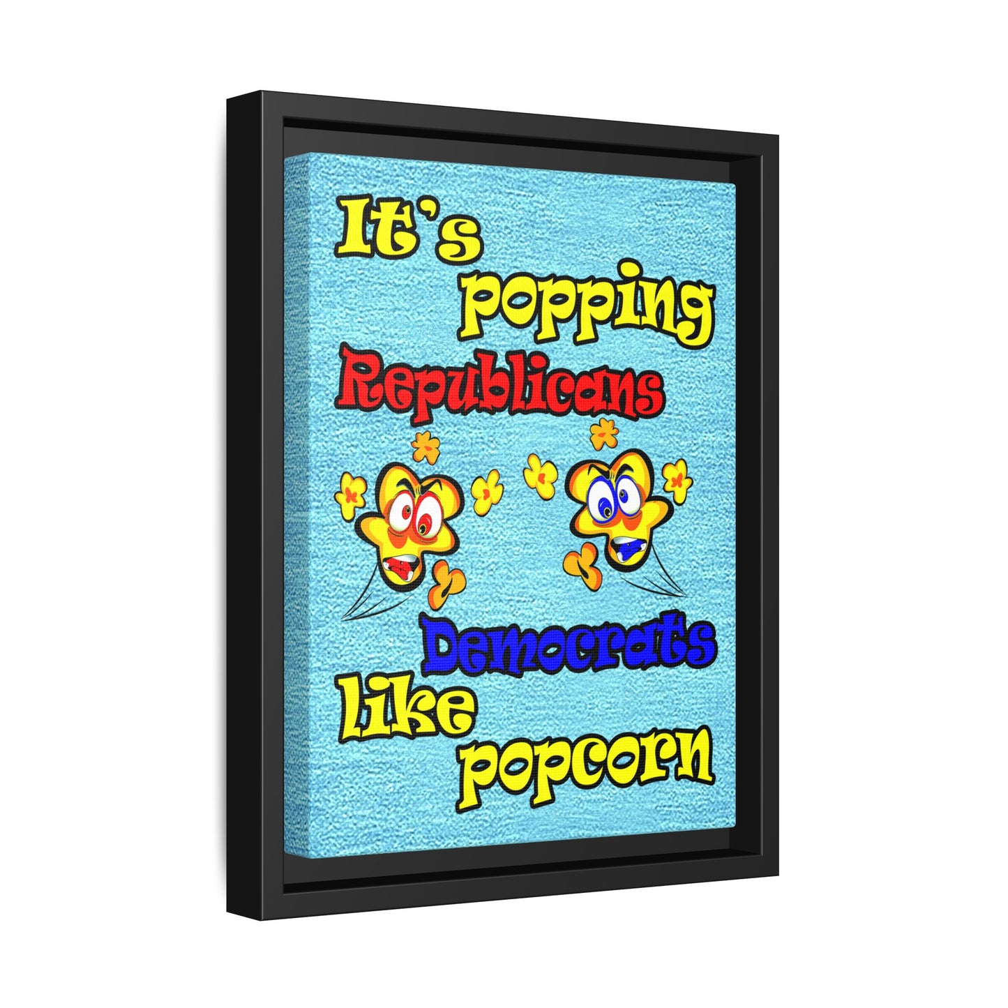 popping like popcorn - framed canvas art (faded dark blue)