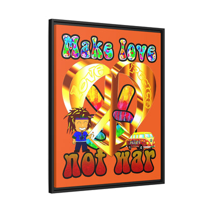 love peace - framed canvas art (orange)