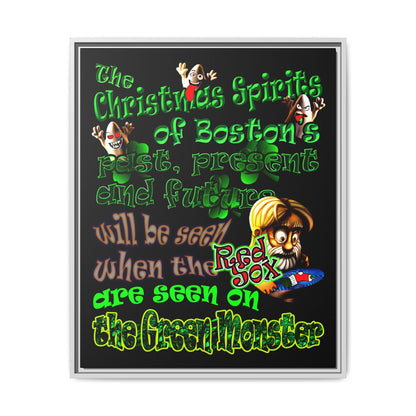 christmas spirits of boston - framed canvas art (black)