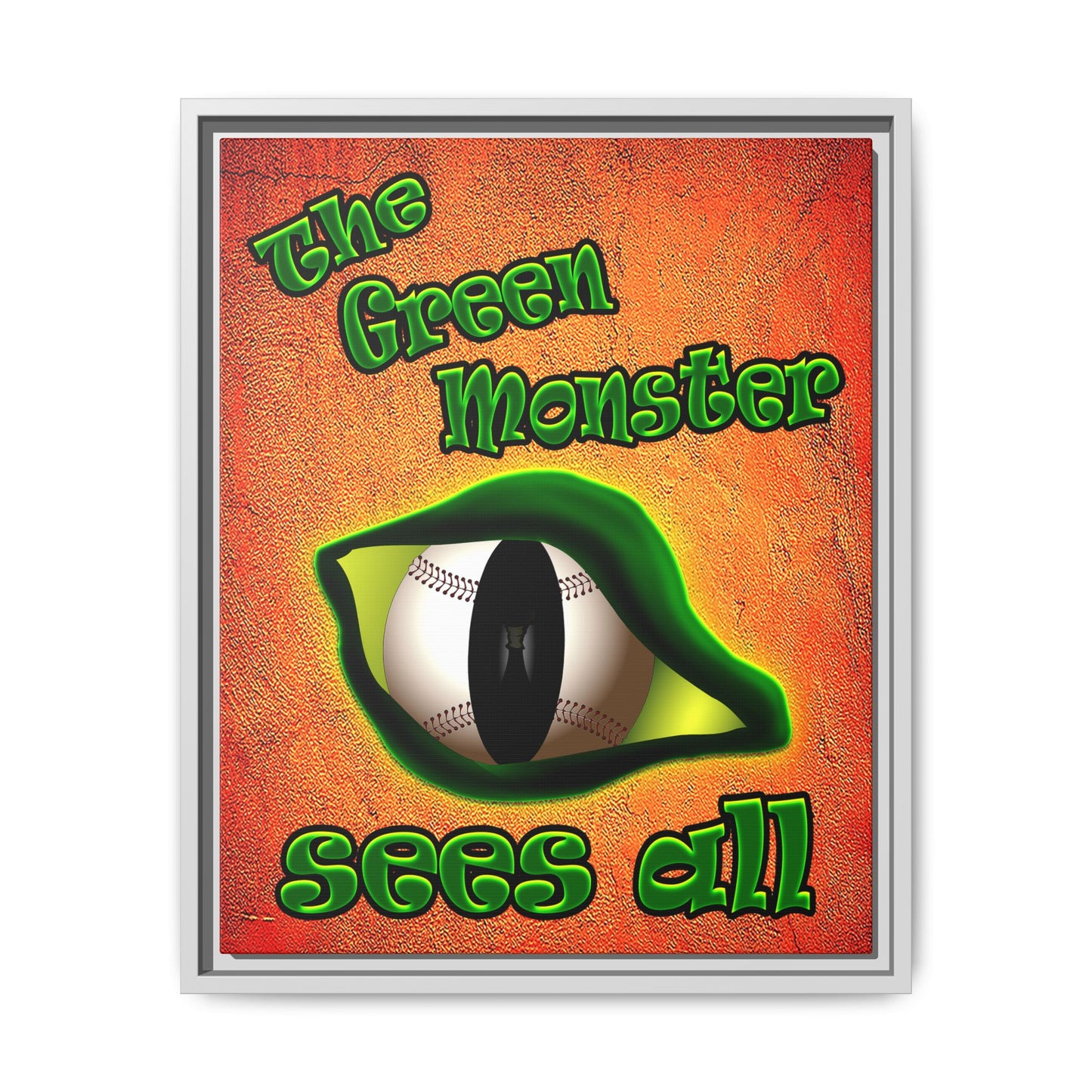 green monster - framed canvas art (burnt orange)