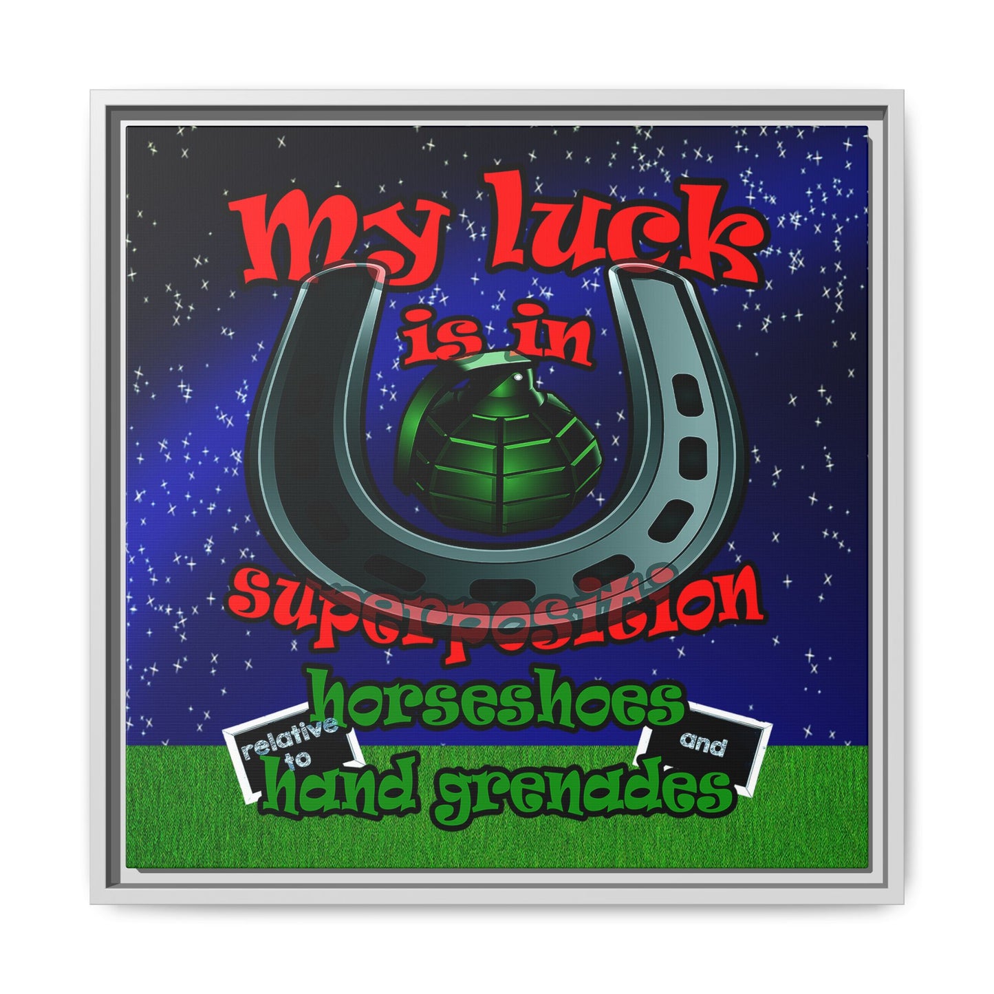 my luck - framed canvas art ('snoops' background)