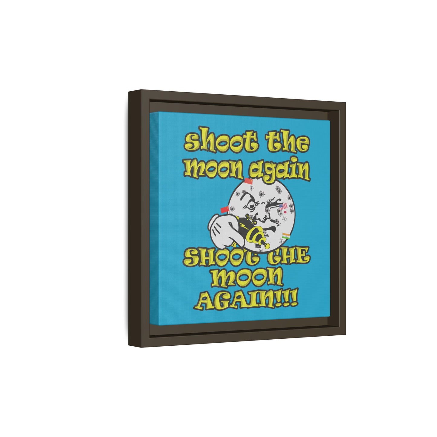 shoot the moon again - framed canvas art (turquoise)
