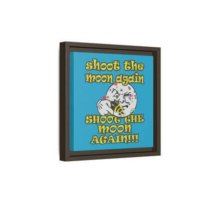 shoot the moon again - framed canvas art (turquoise)