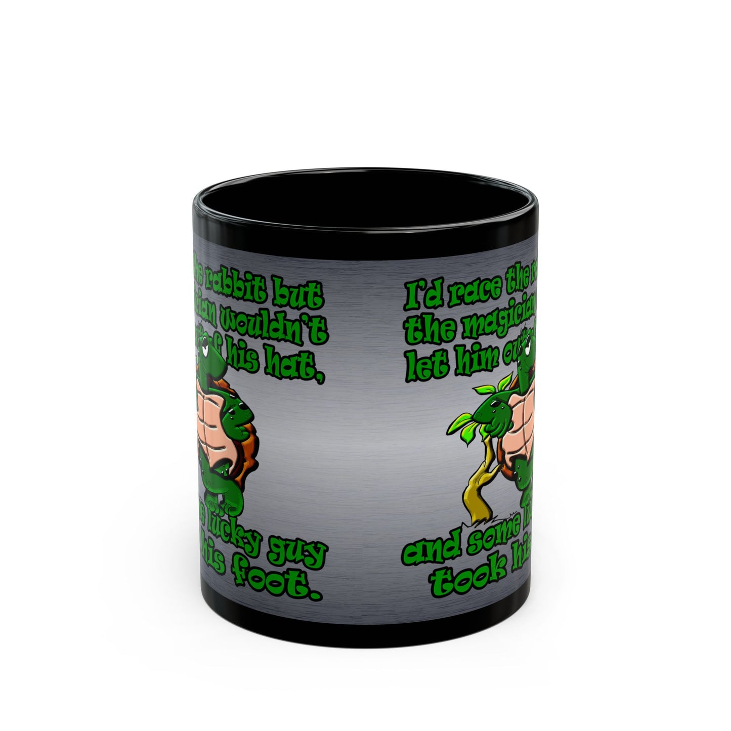 turtle race - Black Mug (brushed nickel)