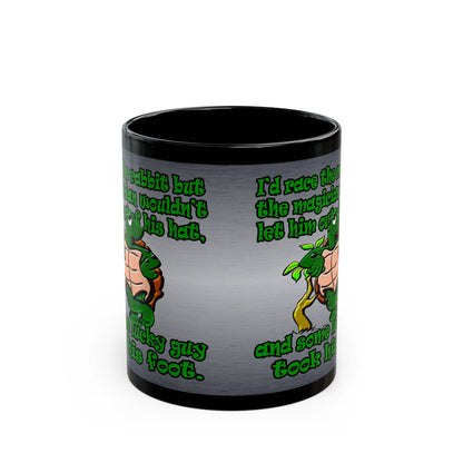 turtle race - Black Mug (brushed nickel)