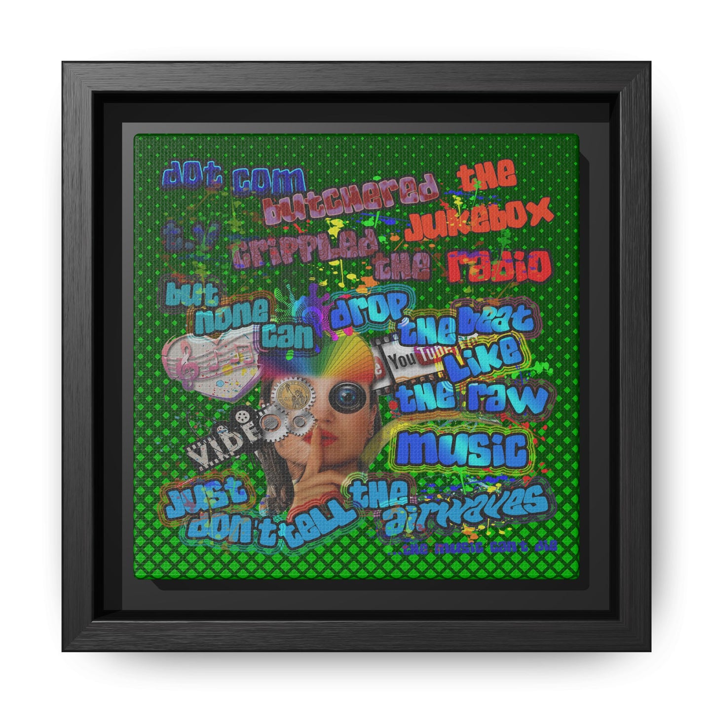 drop the beat - framed canvas art (logo green)