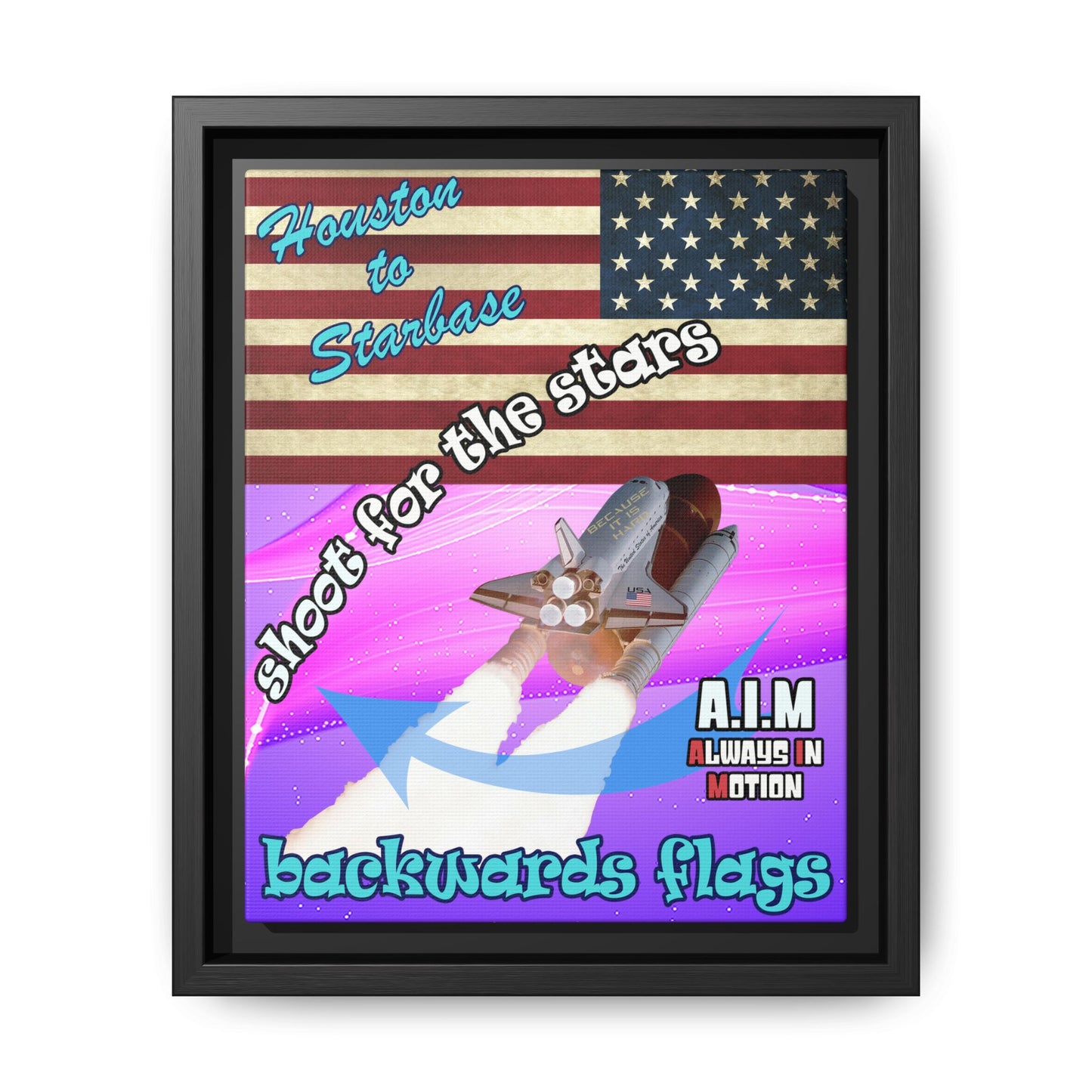 shoot for the stars - framed canvas art (purple-pink wave)